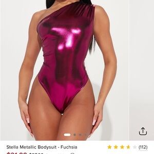 Stella Metallic One-Shoulder bodysuit - Fuchsia